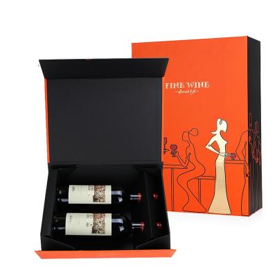 China Wholesale Champagne Wine Boxes Packaging Luxury Cardboard Paper Magnetic Wine Gift Box Recyclable Custom Glass Red Wine Gift Box for sale