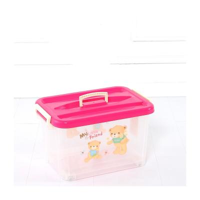 China Latest design high stocked cartoon pattern storage box pp transparent storage box 460*320*255mm for sale