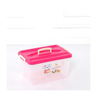 China 2021 hot sale high stocked cartoon pattern storage box pp transparent storage box 410*300*220mm for sale