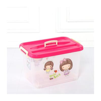 China 2021 hot sale high stocked cartoon pattern storage box pp transparent storage box 525*370*305mm for sale