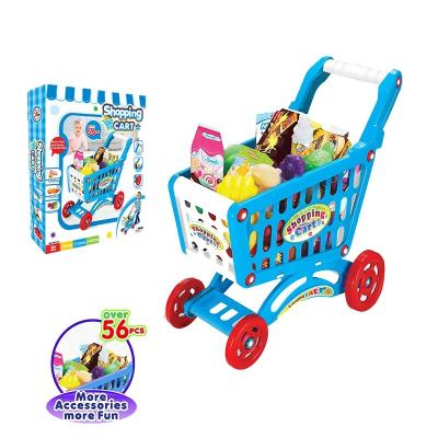 China Plastic OEM Customized Hot Selling Popular Top Set Plastic 56 Pcs Shopping Cart Play Set Toys For Kids for sale