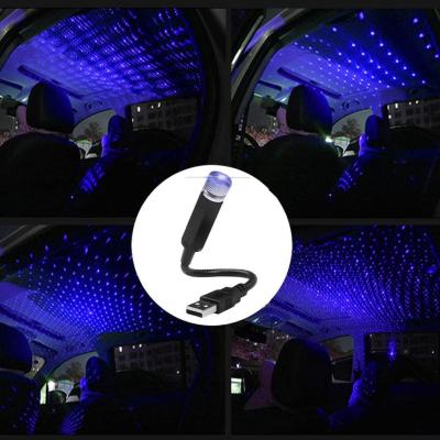 China Universal Decorative Light Romantic Car Roof Star Night Lights Projector Atmosphere Lamp USB Mini LED Auto Lamp Decoration Light for sale