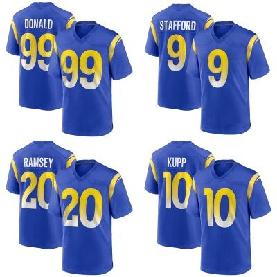 China Antibacterial Drop Shipping Los Angeles City Stitched Cheap Mens American Football Royal #99 Donald #9 Stafford Ram Team Uniform Tank Top for sale