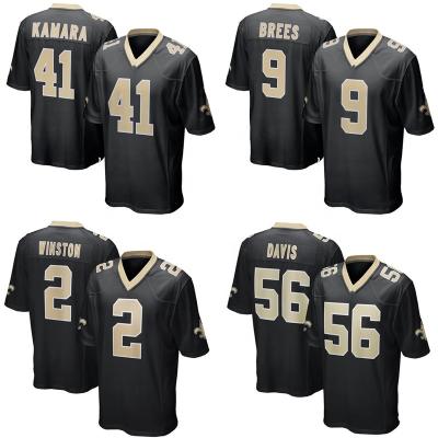 China Wholesale New Orleans Antibacterial City Pitched Men's American Football Jersey Black Hill #9 Brees Saint s Team Uniform #41 Kamara #7 for sale