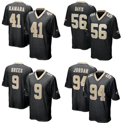 China Antibacterial Drop Shipping New Orleans City Pitched Hill #9 Brees Team Uniform #41 Kamara #7 Saint Black Mens American Football Jersey for sale