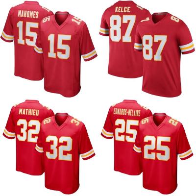 China Antibacterial Drop Shipping Kansas City Stitched Mens Womens American Football Jersey Red Leader Team Uniform #15 Mahomes #32 Mathieu for sale