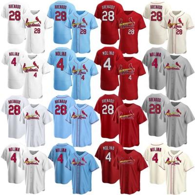 China Cheap Antibacterial Customize St Louis City Baseball Jersey #28 Nolan Arenado #46 Goldschmidt Uniform Cheap Mens White Pique Cardinal for sale