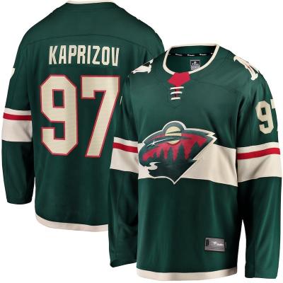 China Shirts & Navy Team Uniform #97 Kaprizov #33 Talbot Breakaway Player Men's Wild Pitched Minnesota City Wholesale Jersey Ice Hockey Tops for sale