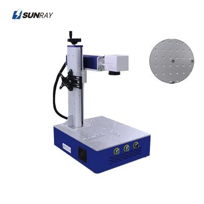 China Air-cooled Mini Desktop 20w 30w 50w Fiber Laser Marking Machine For Badge Marking for sale