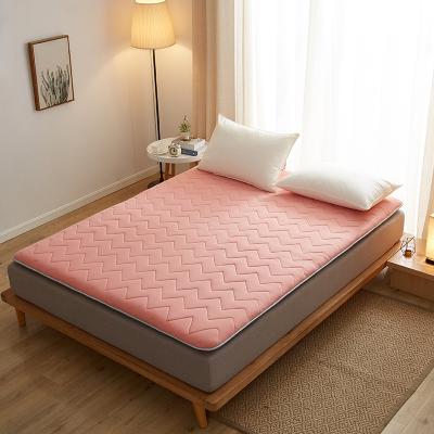 China Foldable Roll Up Mattress Pink Knitted Cotton+4d Base Fabric Memory Foam Mattress Topper for sale