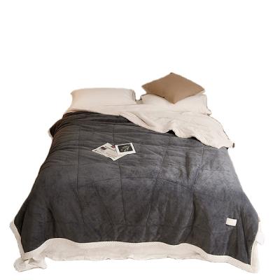 China Deeply Thermal Warm 100% Polyester Gray Double Sided Composite Designer Thick Soft Bed Blanket for sale