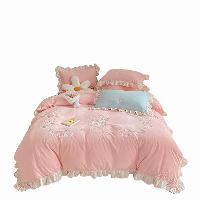 China Lotus Root Starch Milk Velvet Bedding Set Nondisposable Baby Shear Four-peice Suit Comforter Bedding Set for sale