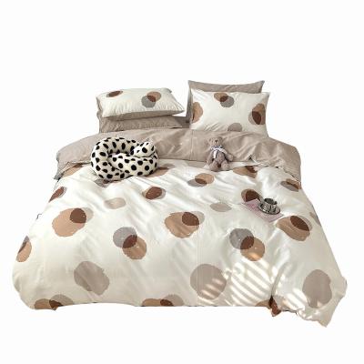 China Single Coffee Style Nondisposable Dot Printing Bedclothes 4 Sets Of Cotton Bedding Bedding Set for sale