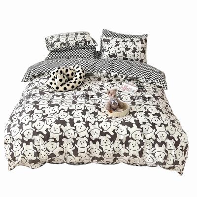 China Nondisposable Style Printing Black And White Single Bedding 4 Cotton Bedding Comforter Set Bedding Sets for sale