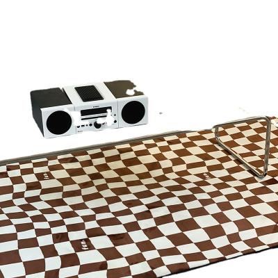 China 100% Polyester Checkerboard Pattern Mocha Brown Soft Flooring Home Skin-friendly Mat Carpet for sale