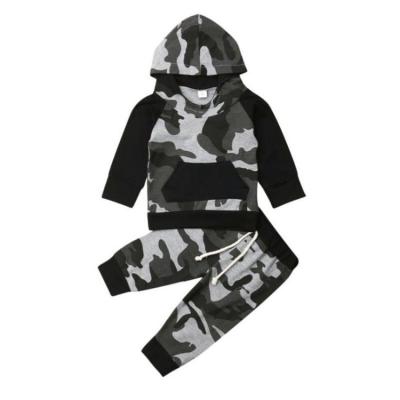 China Wholesale Custom Latest Design Breathable Sports Casual Sweatsuit Set Boys Sportswear Camouflage Cheap Hooded Tracksuit For Kids for sale