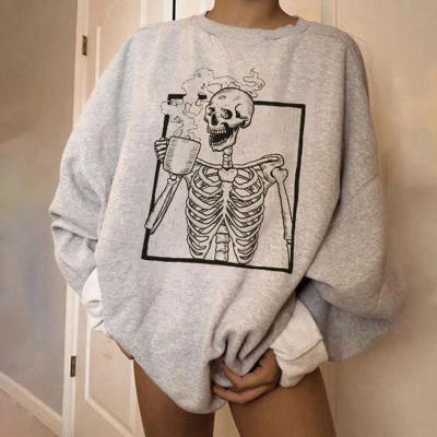 China Anti-wrinkle Skeleton Printed 2020 New Design Halloween Hot Sale Hoodies Sweatshirts Women's Casual Oversized Soft Harajuku Girls for sale