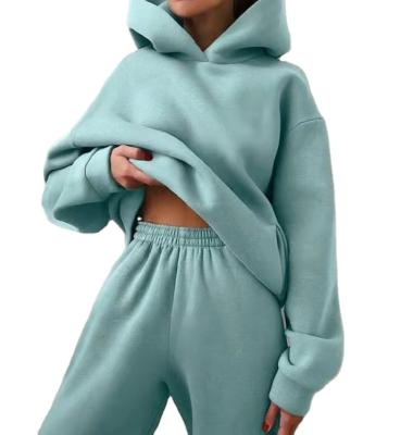 China Anti-wrinkle Autumn Winter Girls Sweatpants and Hoodie 2 Pieces Set Women Jogger Sweatshirt Hoodies Sets for sale