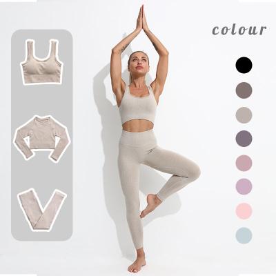 China QUICK DRY Seamless Yoga Set Women Fitness Clothing Gym Set High Waist Leggings Sportswear Female Sports Suits Long Sleeve Workout Clothes for sale