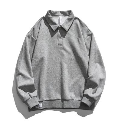 China Custom Oversized LOGO Turn Collar Loose Fit Anti-Wrinkle Drop Shoulder Tops Thick Sweater Men Pullover Sweater for sale