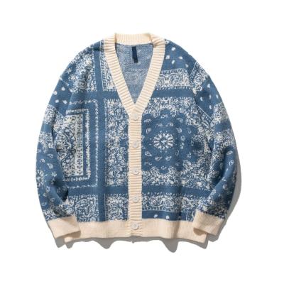 China Anti-Wrinkle OEM Vintage Cotton Loose Cardigan Knitting Single Breasted Button Down V-Neck Mens Cardigan Sweater for sale