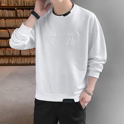 China New loose long-sleeved top spring anti-pilling casual men's pullover and round neck embossed sweatshirt large for sale