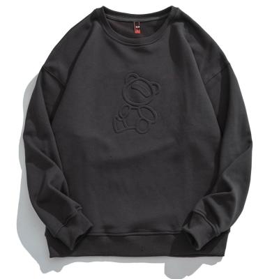 China 100% Cotton Thick Pullover Anti-wrinkle Drop Shoulder Plain Crewneck Custom Embossed Men's Hoodies and Sweatshirts for sale