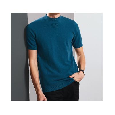 China wholesale Anti-wrinkle clothing 10% cashmere 90% cotton 16gg knitted turtle neck T-shirt custom style for men in summer for sale