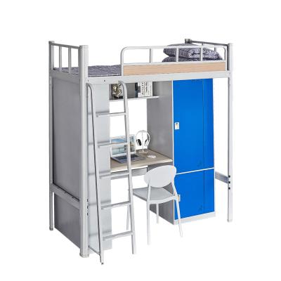 China Modern College Dorm Metal Bunk Bed With Desk And Wardrobe for sale