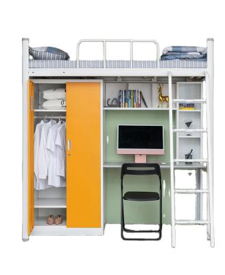 China Foldable Dorm Bed With Storage Wardrobe College Bed Steel Bed For Bedroom Apartment for sale