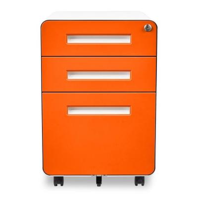 China Fully Assembled Modern Metal Rolling File Cabinet 3-Drawer Mobile Filing Cabinet With Lock for sale