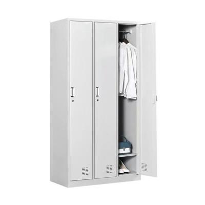 China Modern cheap price 3 door cabinet closet iron wardrobe storage cabinet for sale