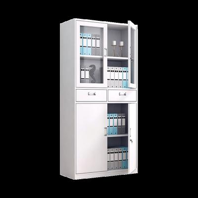 China Office Furniture Door File Cabinet Commercial Glass Tool Cabinet Cold Rolled Steel Storage File Cupboard Office School Furniture Shelf Set for sale