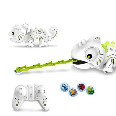 China Educational 2.4GHz RC Model Kids Educational Smart Chameleon Tail Swing Food Walking Catch Remote Control Animal Toys with Sound Light for sale