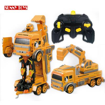 China RC model electric building construction truck toy deformation robot car rc remote control excavator for kids for sale