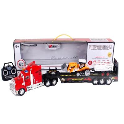 China Custom plastic RC hobby logo 4ch rc truck and trailer radio control model toys trailer truck with light for sale