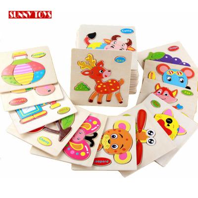 China Early learning toys 3D puzzle montessori toys diy educational cartoon traffic animal wooden toys for kids for sale