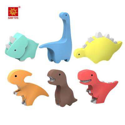 China High Quality 3D DIY 6pcs Early Learning Plastics Puzzle Magnetic Assembled Dinosaurs Educational Toys 11.5X5X12cm for sale