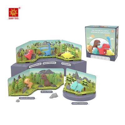 China New Product Top Magnetic Kids Educational Toys DIY Assemble 3D Dinosaur Toy Jigsaw Puzzle 14.5X6.5X15cm for sale