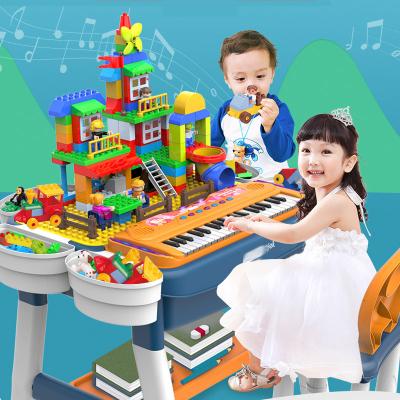 China With multifunctional 37 keys children's piano blocks tabletop piano building blocks table with chairs for sale