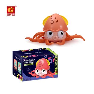 China Most Popular Indoor 2 In 1 Amphibious Bathroom Roll Up Toy Octopus Bath Walking Toys 12.3X21.5cm for sale