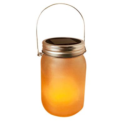 China Garden Mason Jar Outdoor Dancing Flame Waterproof Solar Led Light For Decoration for sale