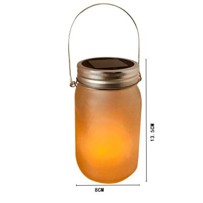 China Hot Sale Garden Flame Dancing Glass Solar Mason Jar Led Lights For Outdoor Decoration Patio for sale