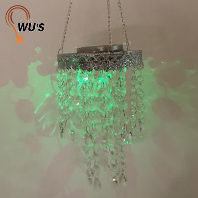 China Cheapest Eco-friendly Multicolor Dimmable Solar Crystal Lamp Pot Decoration Lights Crystal Hanging Light for sale