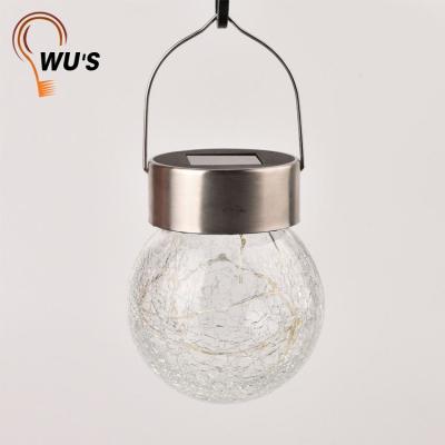 China Eco-friendly Top Cheap Price Solar Power Sale Decorative Crack Glass Outdoor Solar Ball Solar Garden Lights Hanging Led Lights Garden for sale