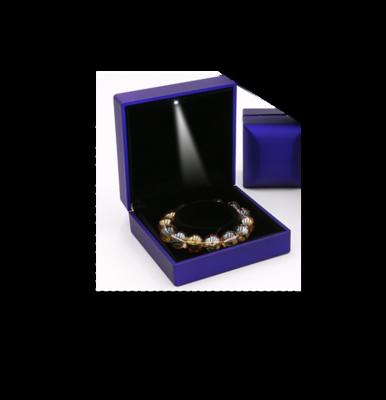 China PU+iron+ velvet+LED lighting travel jewelry case velvet led lighting for display jewelry cases bracelet cases for sale