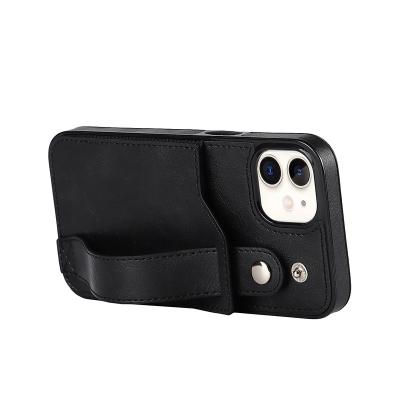 China Shockproof For iPhone 13 PRO Max Phone Case For iPhone 12 mini With Card Holder Leather Case Wrist Back Protective Case for sale