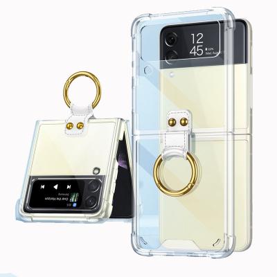 China Shockproof Luxury Anti Scratch PC Transparent Black Cover Clear Phone Cover Cell Phone Case For Samsung Z Flip 3 for sale