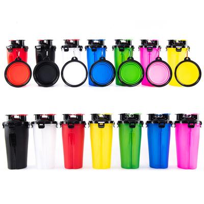 China Belenpet Viable 2 In 1 Water Food Storage Dog Travel Water Cup 600Ml Pet Water Bottle With Bowl for sale