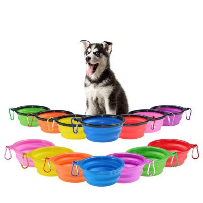 China Sustainable portable universal durable mult-color optional folding pets drinking and feeding bowl for sale